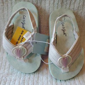 Cat & Jack Toddler Coral Shell Slip on Summer Sandals - Pink - L (9/10)